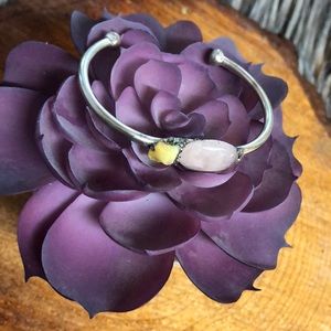 Rose quartz and raw opal bracelet